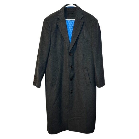 NEW Arthur Black Cashmere Wool blend Charcoal Gray full length overcoat top coat - Picture 7 of 15